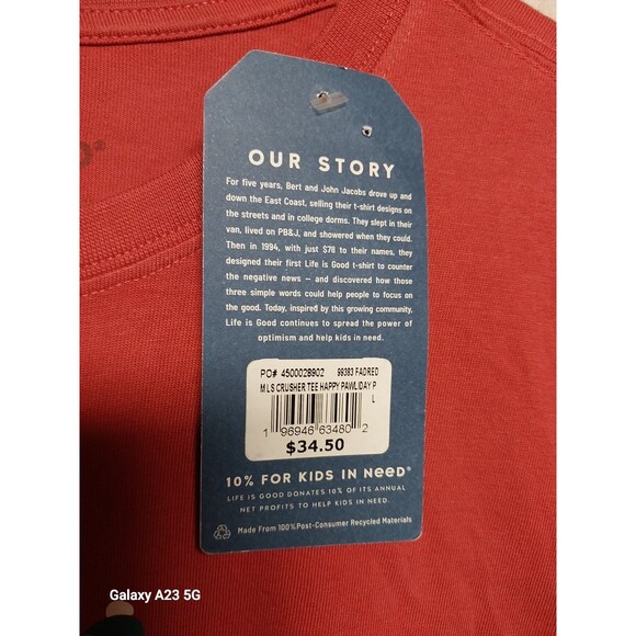 Life Is Good Men's Large Long Sleeve Crusher Tee Happy Pawlidays - Picture 3 of 7